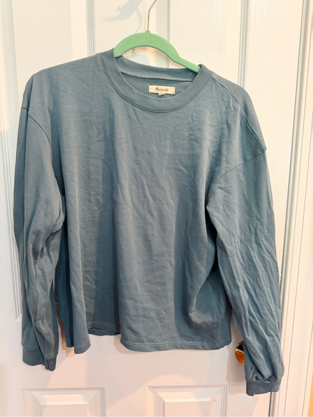 Madewell Women’s  Long Sleeve Crew Tee in Dusty Blue Size Small